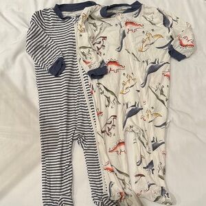 Dinosaur and Striped Kids Footies Set